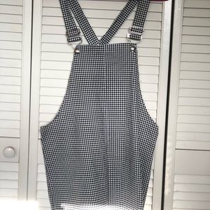 Plus Size Gingham Black and White Overall Dress